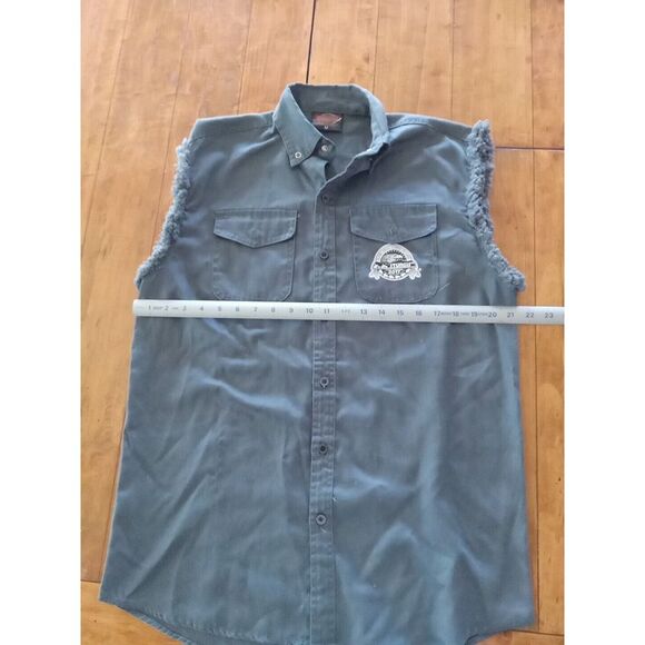 Black Hills Sturgis Motorcycle Rally 77th Black Sleeveless Button Down Mens M - Picture 7 of 7